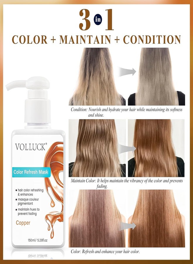 VOLLUCK Color Depositing Conditioner, 3-in-1 Cruelty-free Color Depositing Hair Mask for Enhances Shine & Softness, Non-foaming for All Hair Types (Copper, 5.28 Fl oz) - Image 3